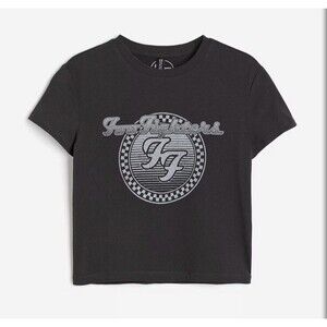 H&M Foo Fighters Cropped Band Shirt Sz M Off Shoulder